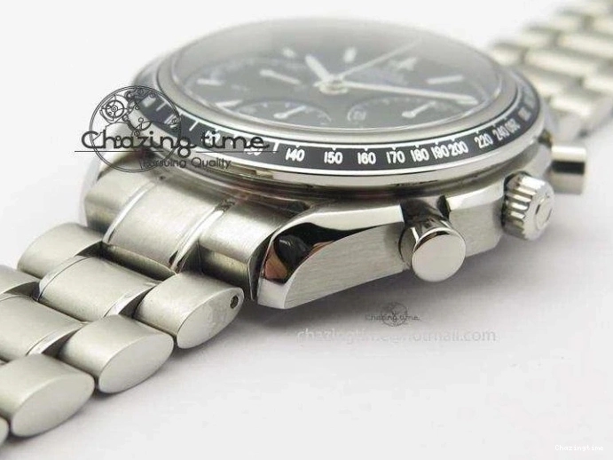 0228 Cozy Speedmaster Racing 40mm SS Black Dial On SS Bracelet A7750 ( Free Rubber Strap ) 8252